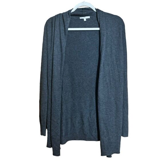 Joan Vass Cardigan Womens Small Gray Cashmere Blend Stretch Open Sweater - Picture 1 of 9